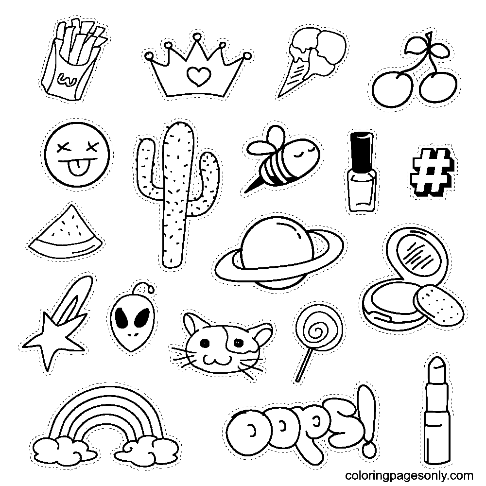 Cool Stickers Coloring Page
