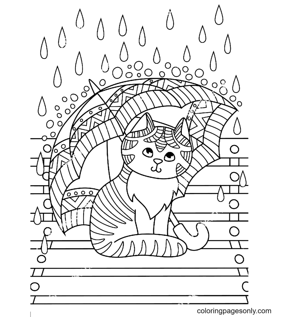 Chaton mignon sous le parapluie de Kitten
