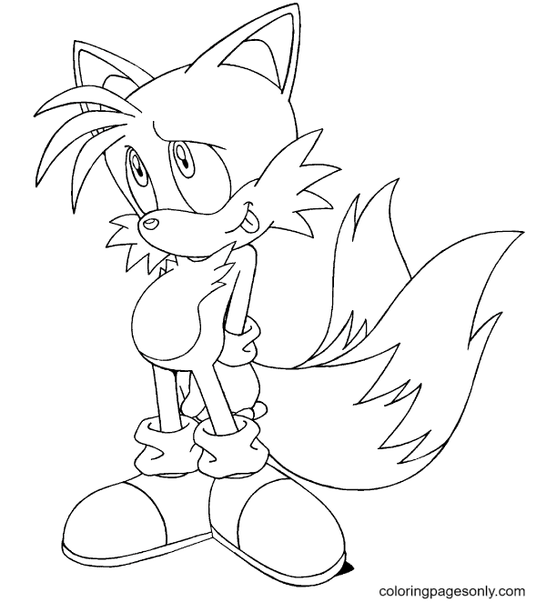 Cute Miles Tails Prower Coloring Page