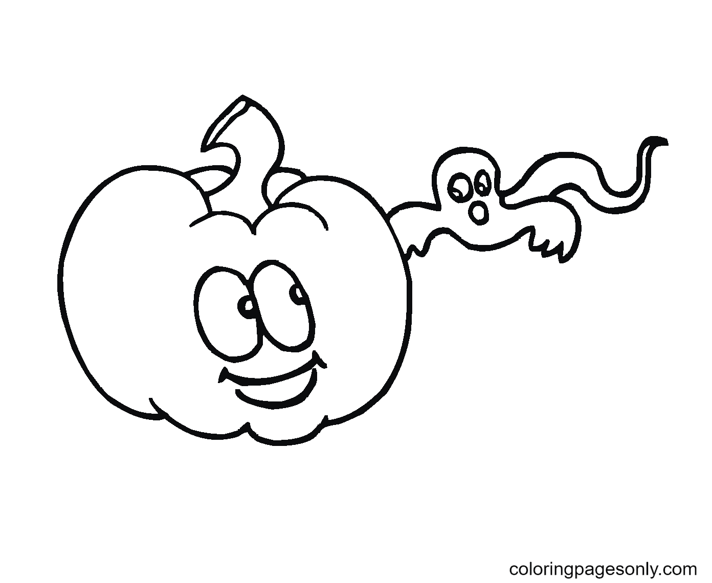 Schattige pompoen en klein spookje van Jack O' Lantern
