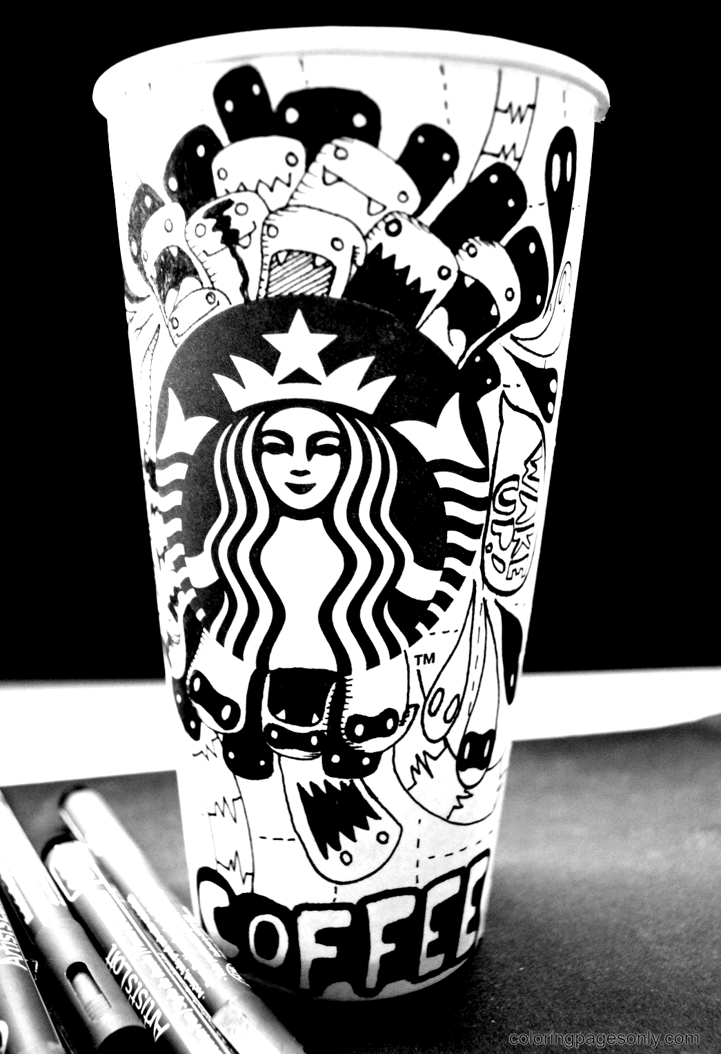 Раскраска Симпатичная чашка Starbucks
