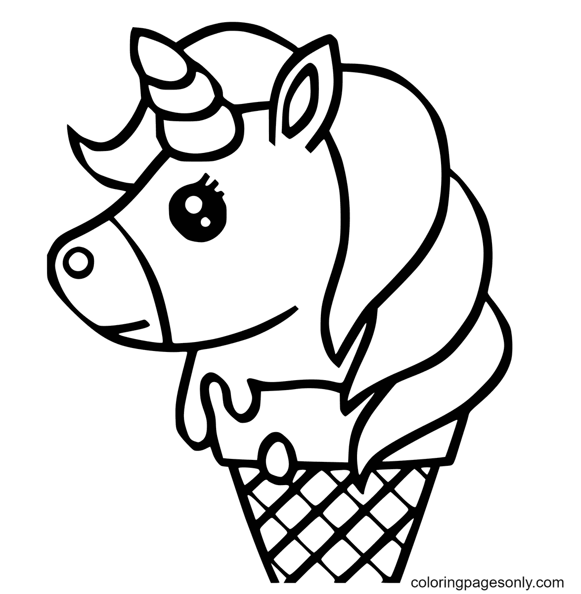 Lindo helado de unicornio Kawaii de Kawaii