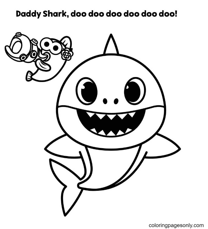 Daddy Shark Doo Doo Doo Coloring Pages