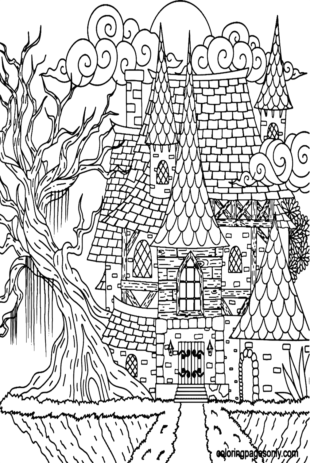 Dark Haunted House Coloring Pages