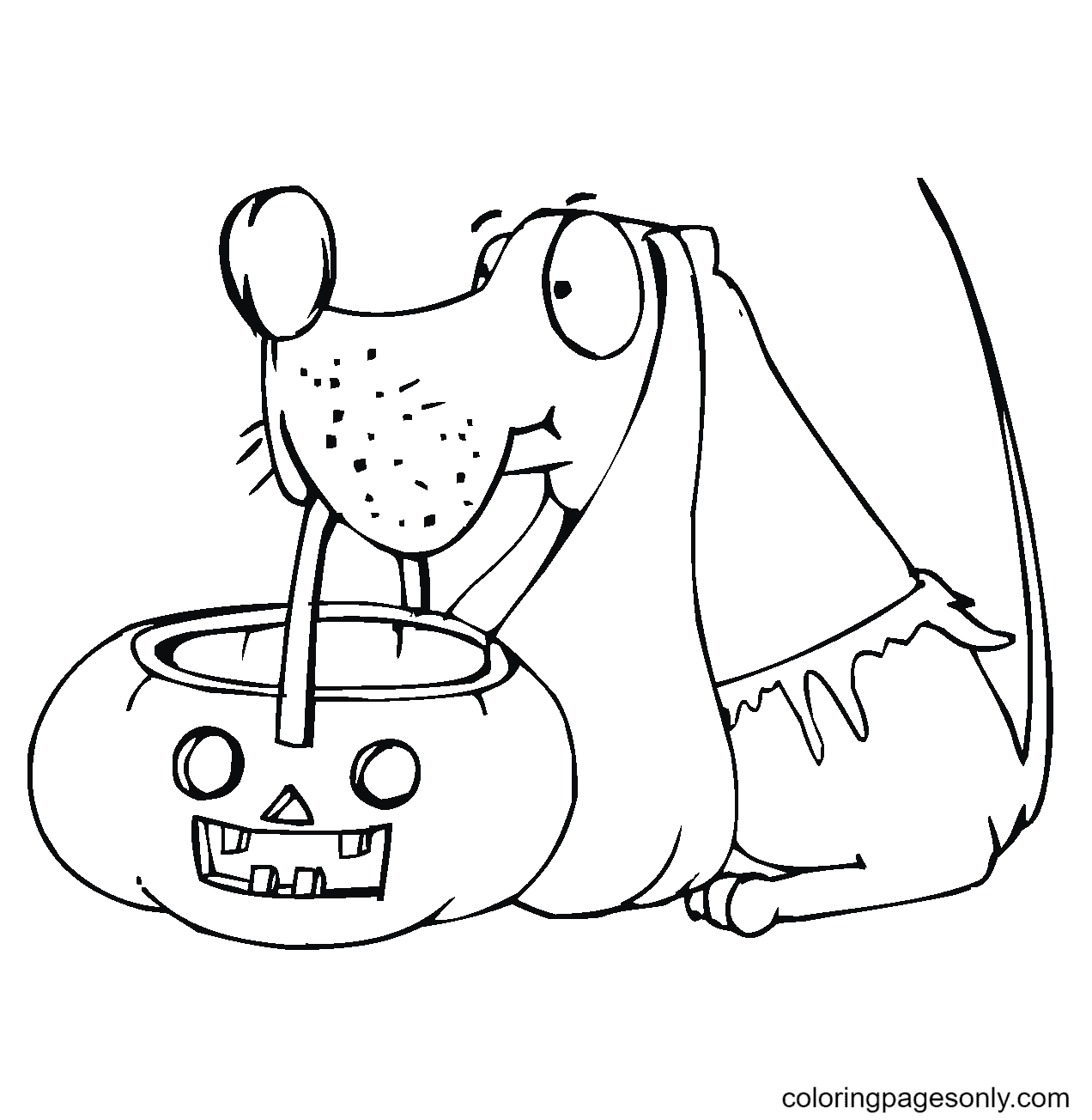 Dog Holds Pumpkin Basket Coloring Page