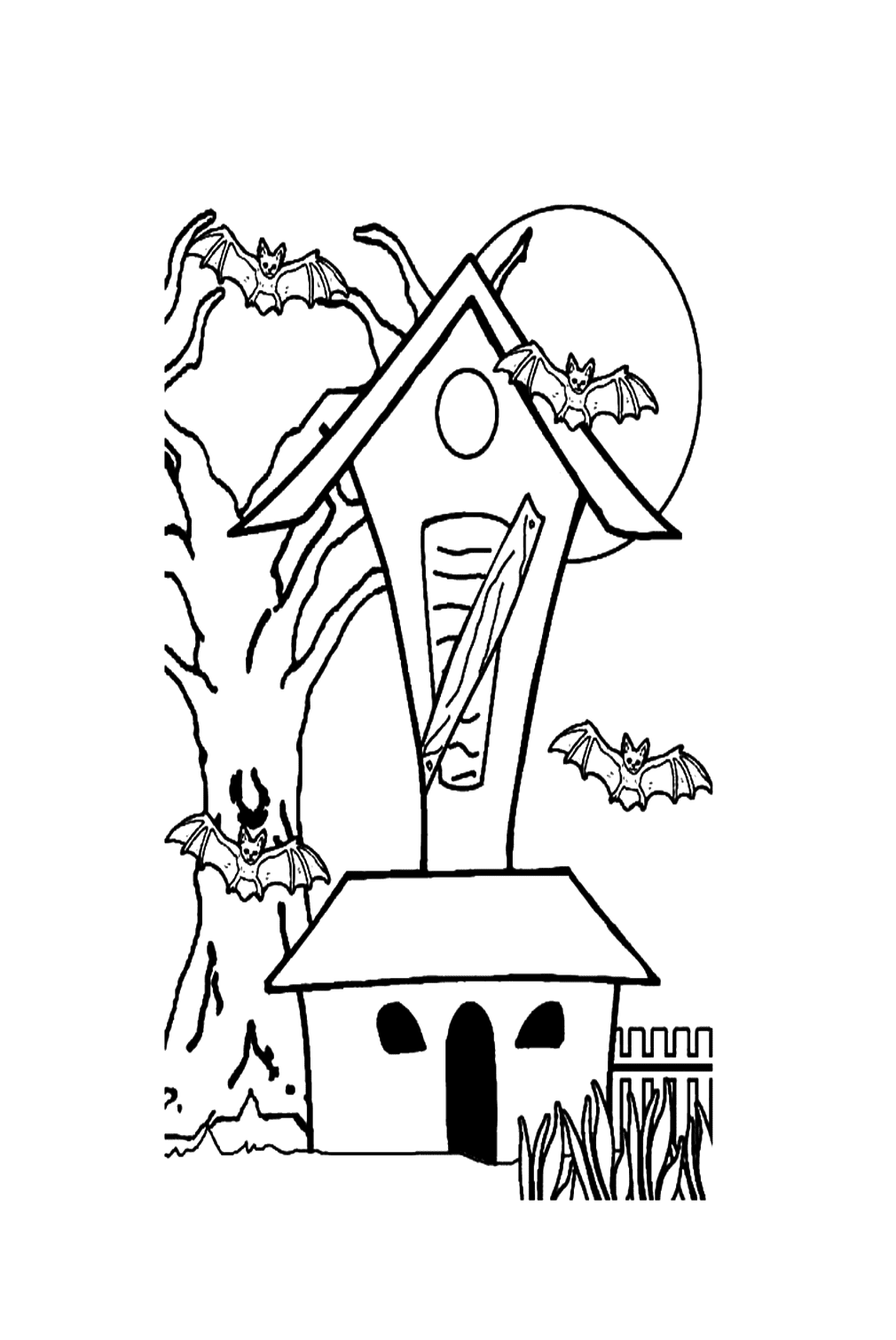 Dracula Vibes In Haunted House Coloring Page