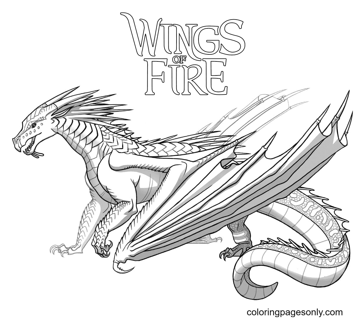 Coloring page of wings of fire sadebaski