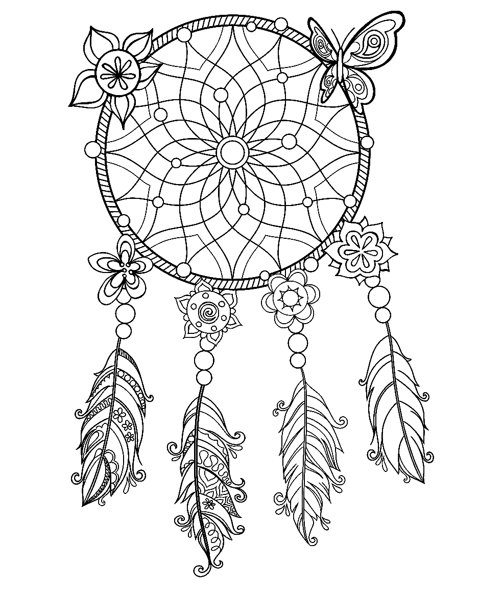 Dream Catcher Aesthetic Drawings Coloring Page