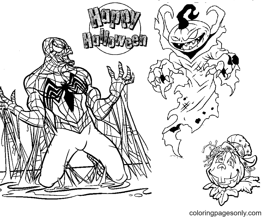 Homem-Aranha Negro Maligno vs Abóbora Assustadora Halloween from Halloween Spider