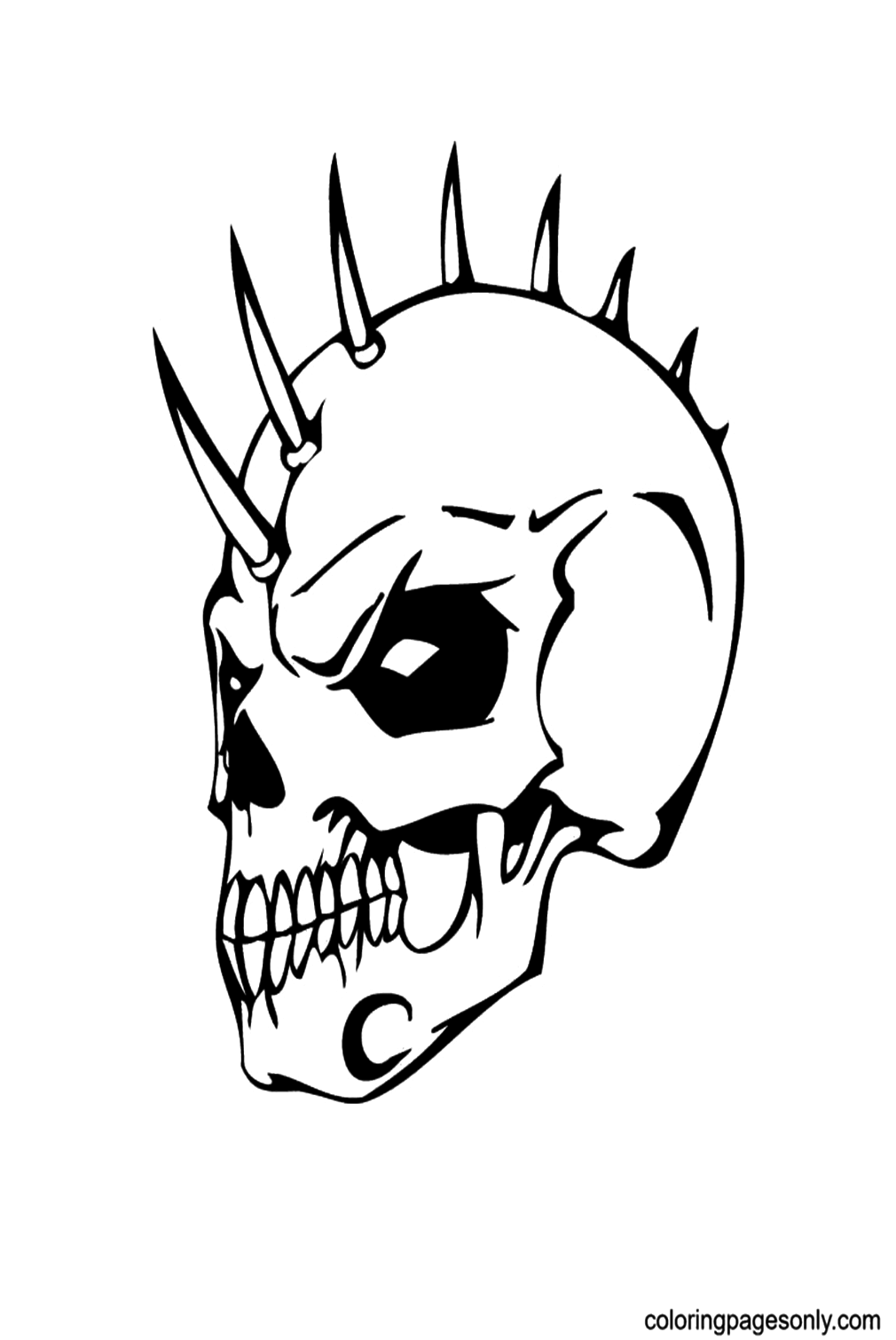 Evil Skull with Bonehawk Coloring Pages