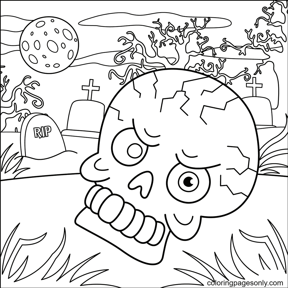 Evil Skull Coloring Page