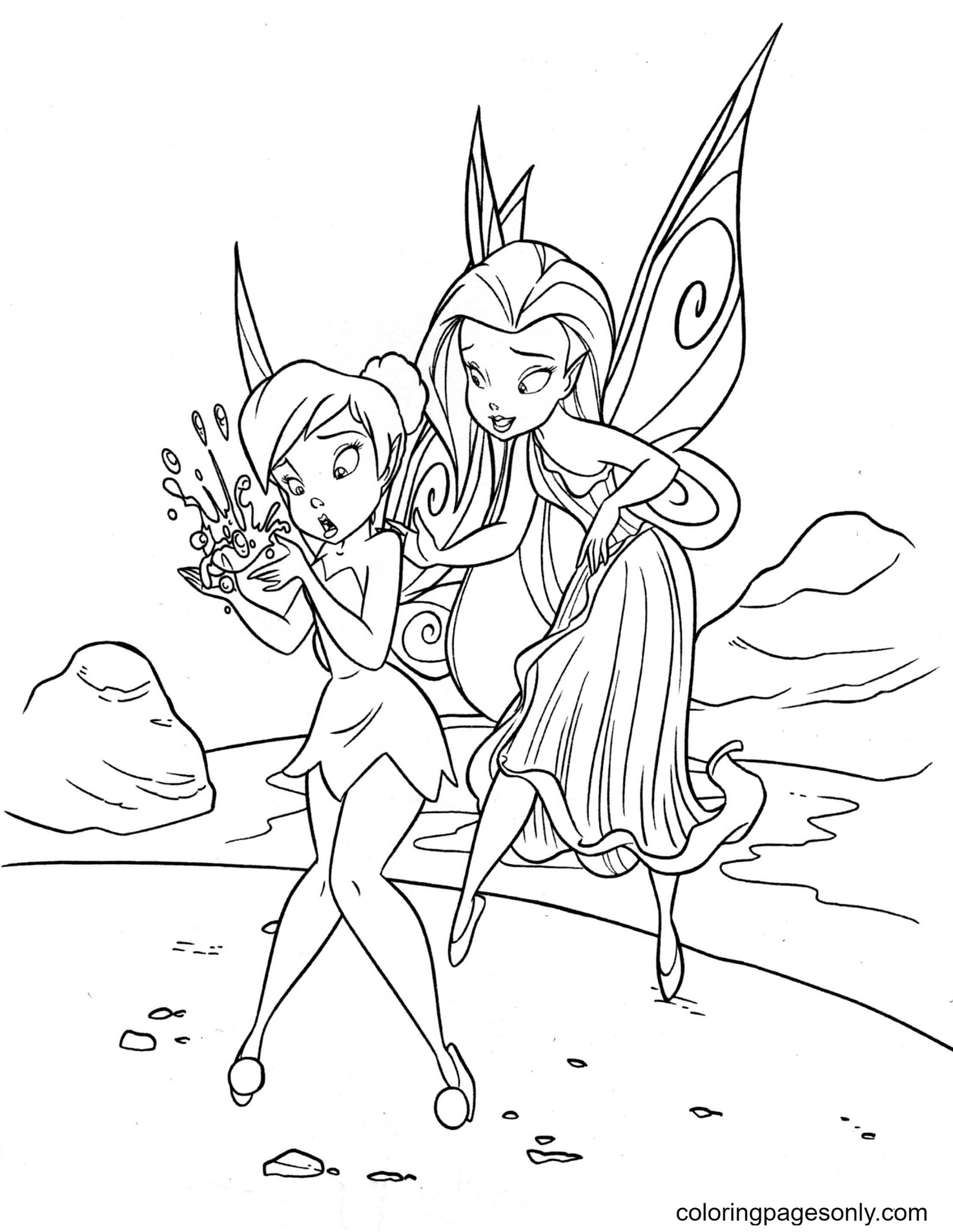 Fairy Cartoon Tinkerbell Coloring Page