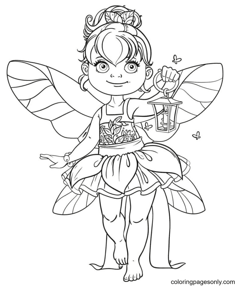 Fairy with a flashlight Coloring Pages