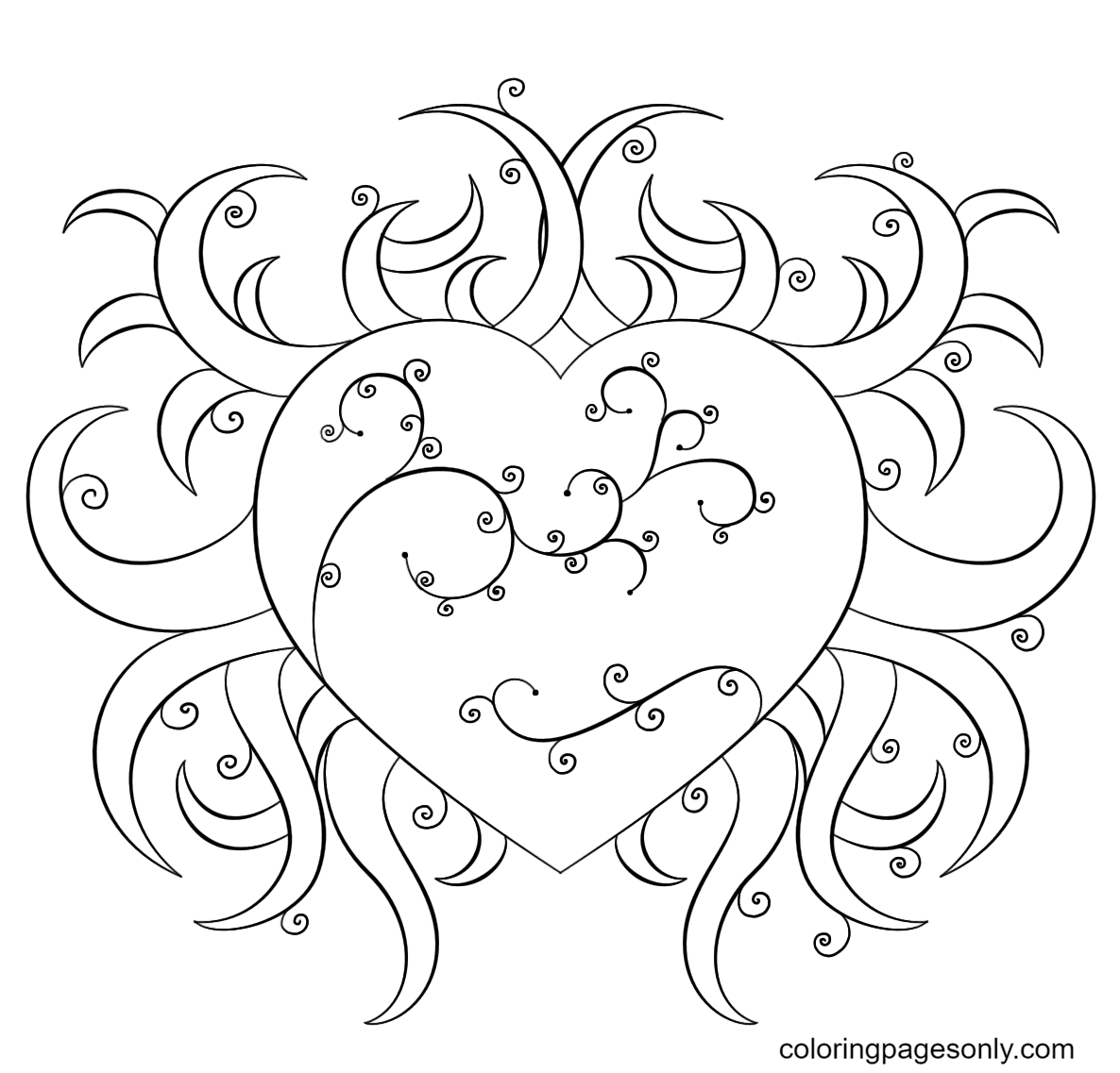 Fancy Heart Coloring Page