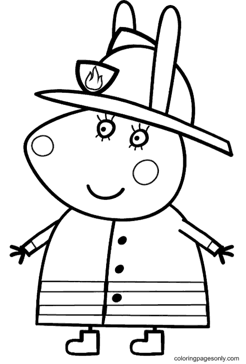 Firefighter Mummy Pig Coloring Page
