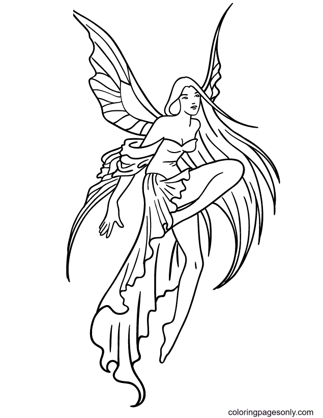 Flying Fairy Queen Coloring Page