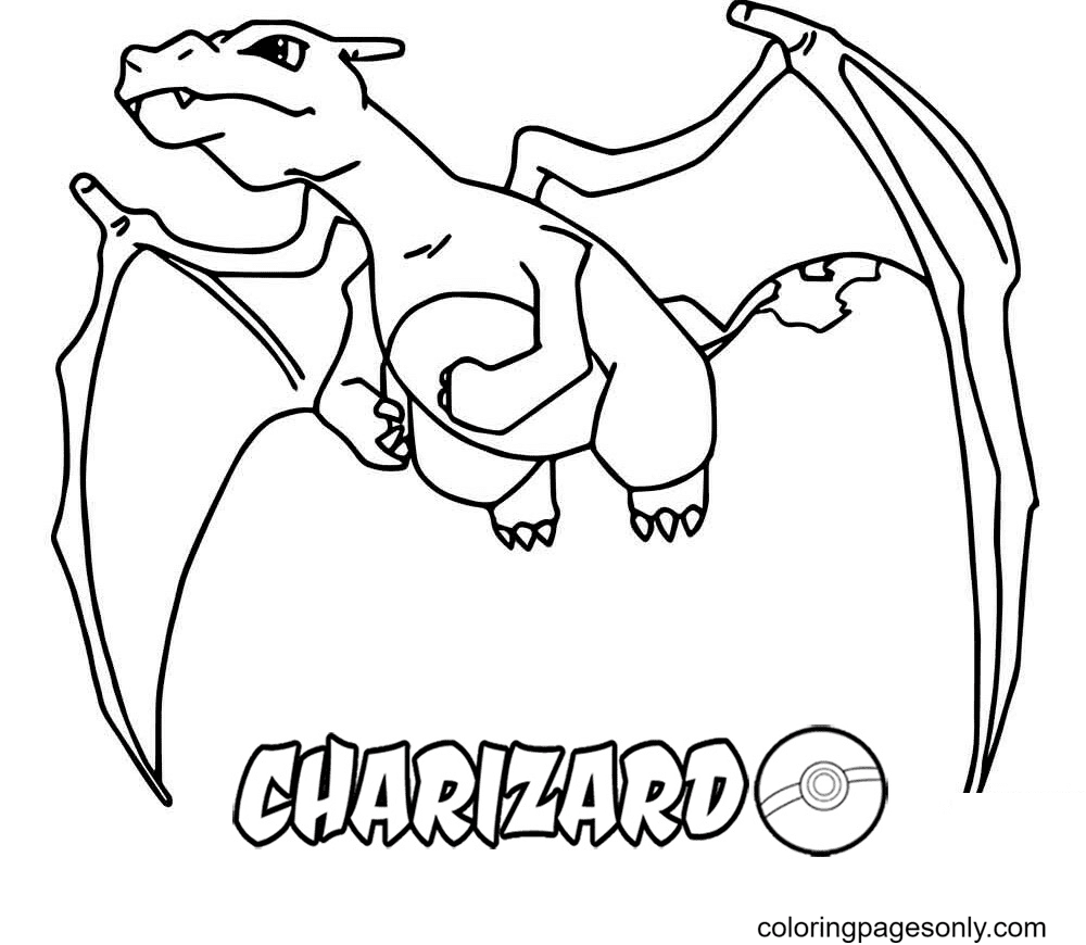 Flying Pokemon Charizard Coloring Page