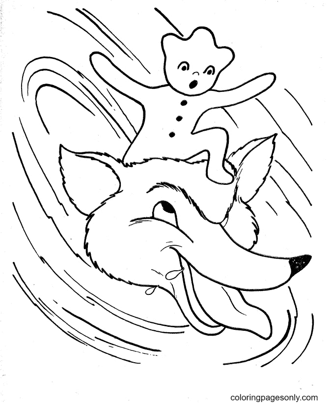 Fox And Gingerbread Man Coloring Pages