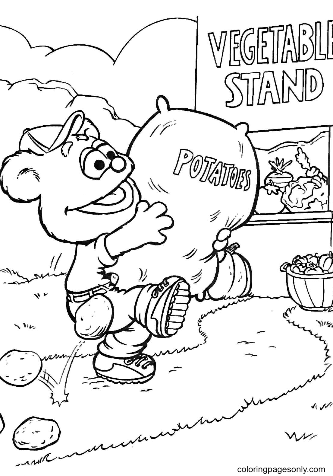 Fozzie brings a sack of potatoes Coloring Page