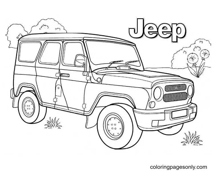 Gratis download Jeep Kleurplaat