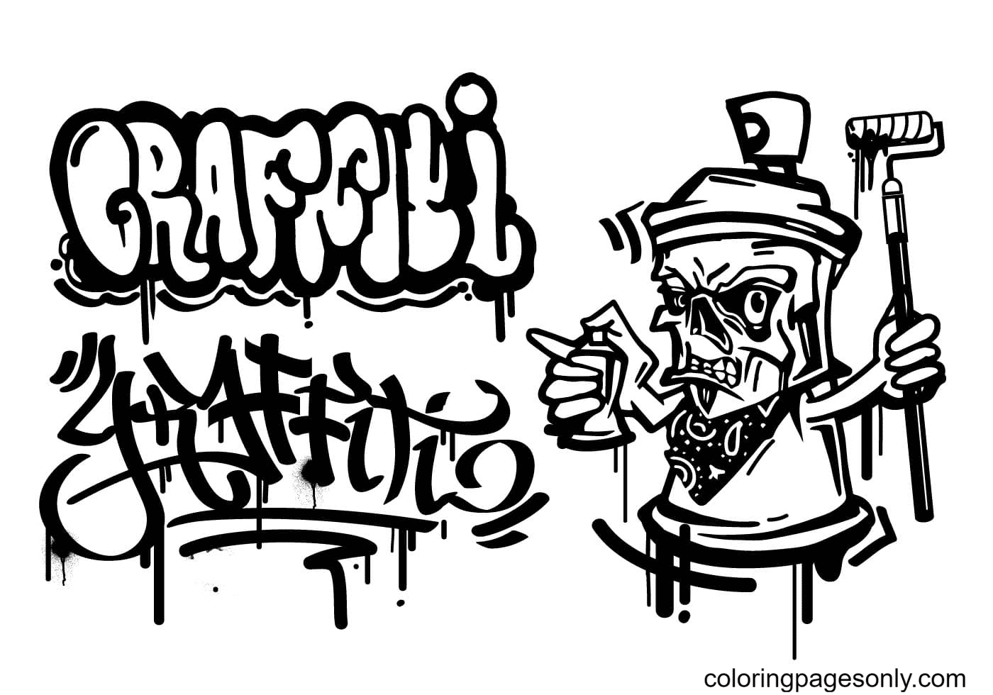 Free Graffiti Coloring Pages