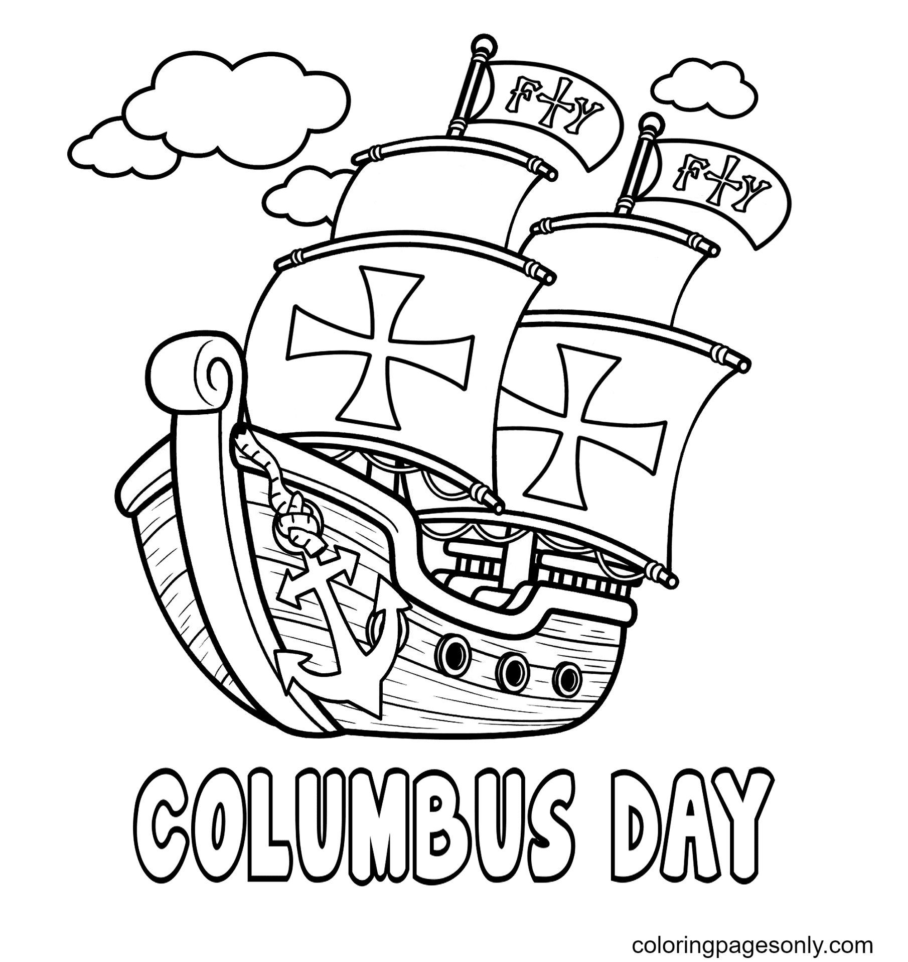 Бесплатная распечатка Христофора Колумба из Дня Колумба