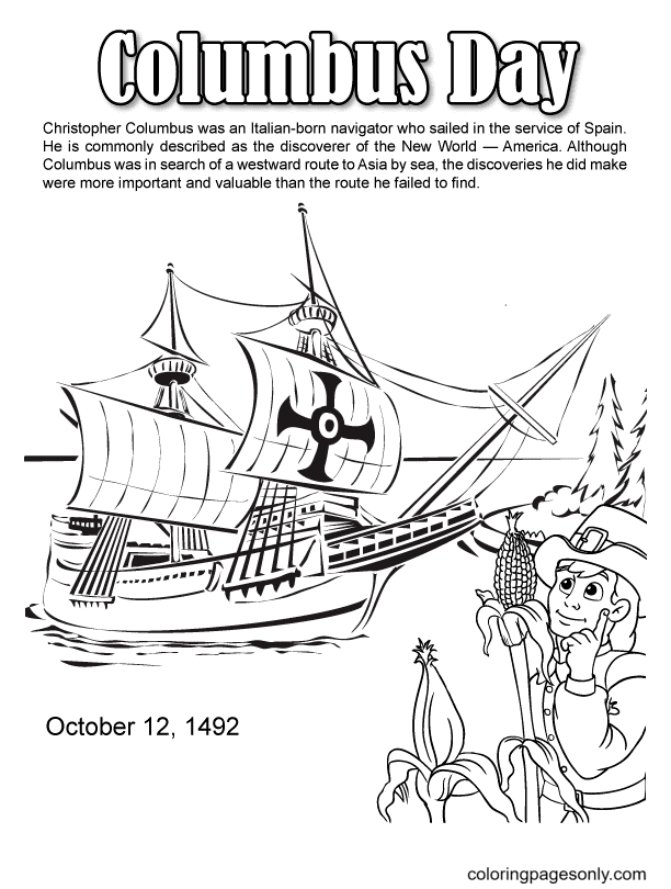Free Printable Columbus Day Coloring Pages