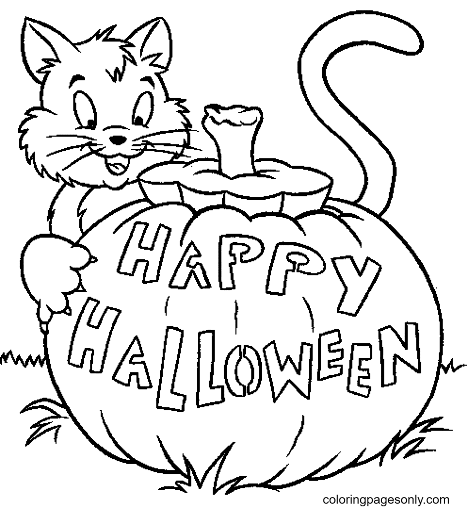 Free Printable Halloween Cat Coloring Pages Halloween Cats Coloring 
