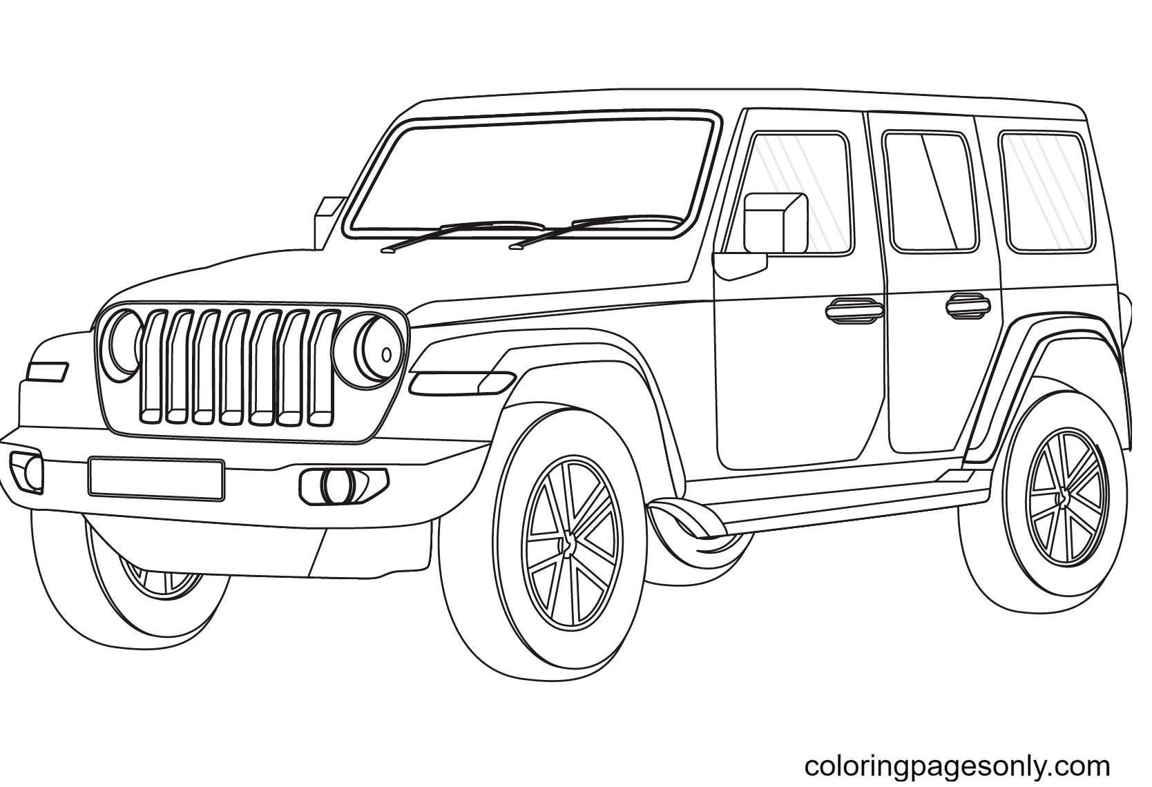 Pagina da colorare Jeep stampabile gratuita