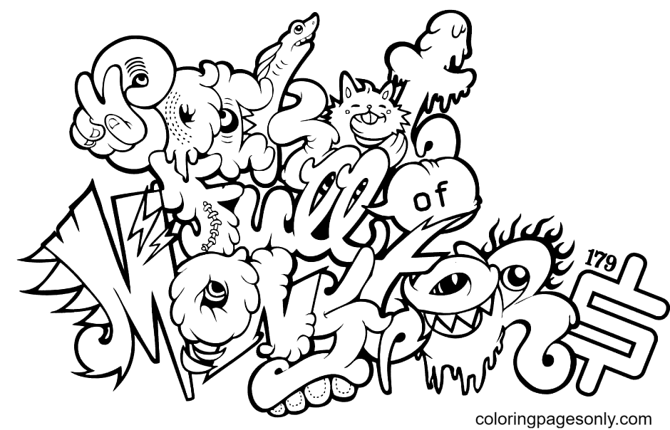 Desenho para colorir cheio de monstros
