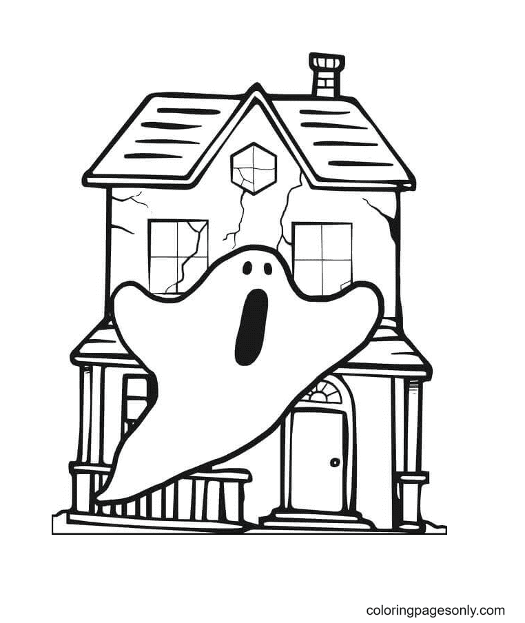 Haunted house Halloween coloring pages
