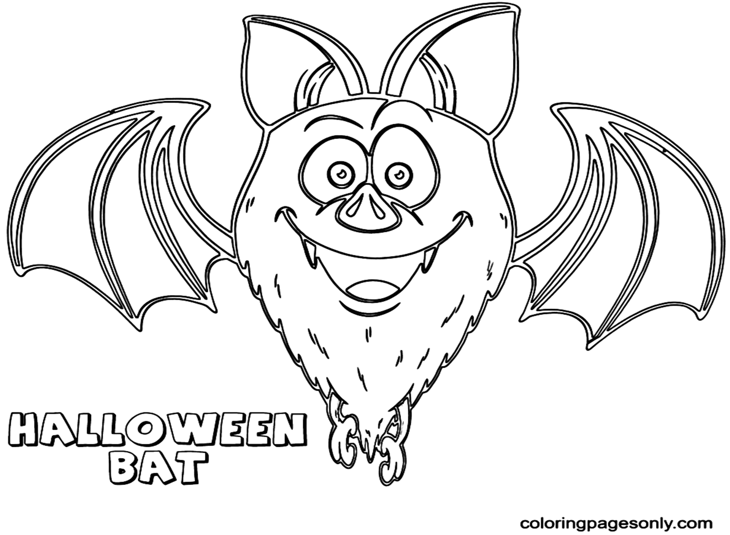 Bat And Pumpkin Coloring Page - Halloween Bats Coloring Pages