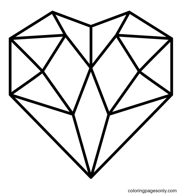 Geometric Heart Coloring Page