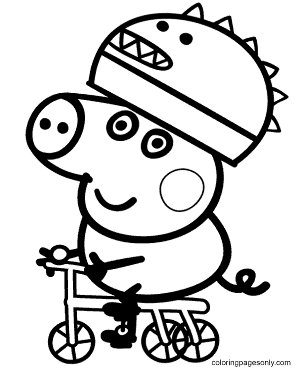 Desenhos para colorir de George Pig em bicicleta - Desenhos para colorir  gratuitos para imprimir