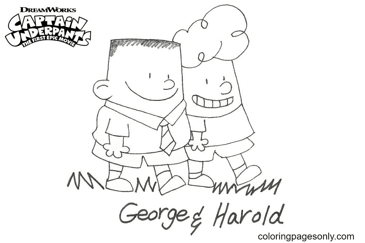 George and Harold From Captain Underpants Cartoon from Captain Underpants
