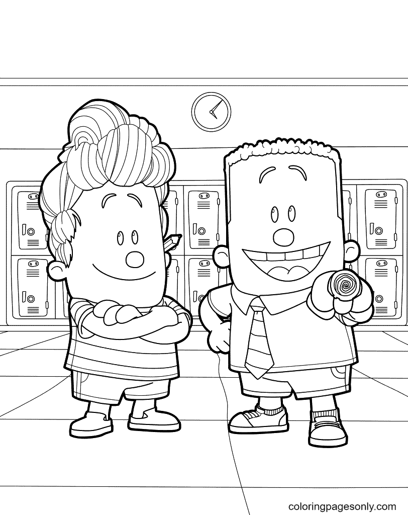 George and Harold from Captain Underpants Coloring Page