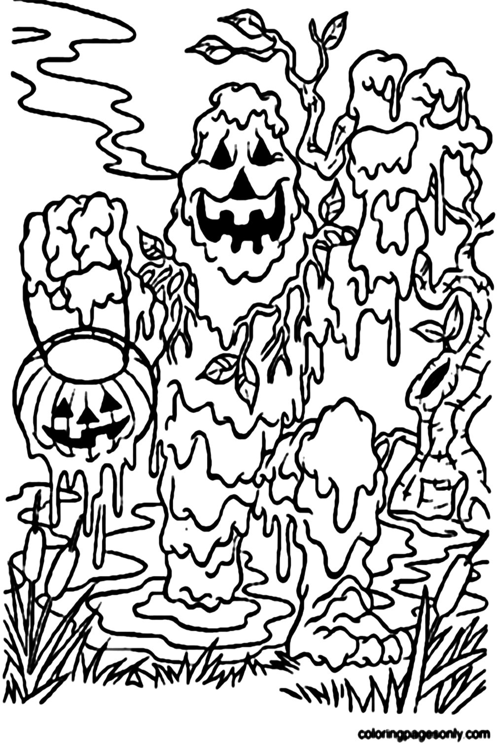 Ghost Pumpkin Lamp Coloring Pages