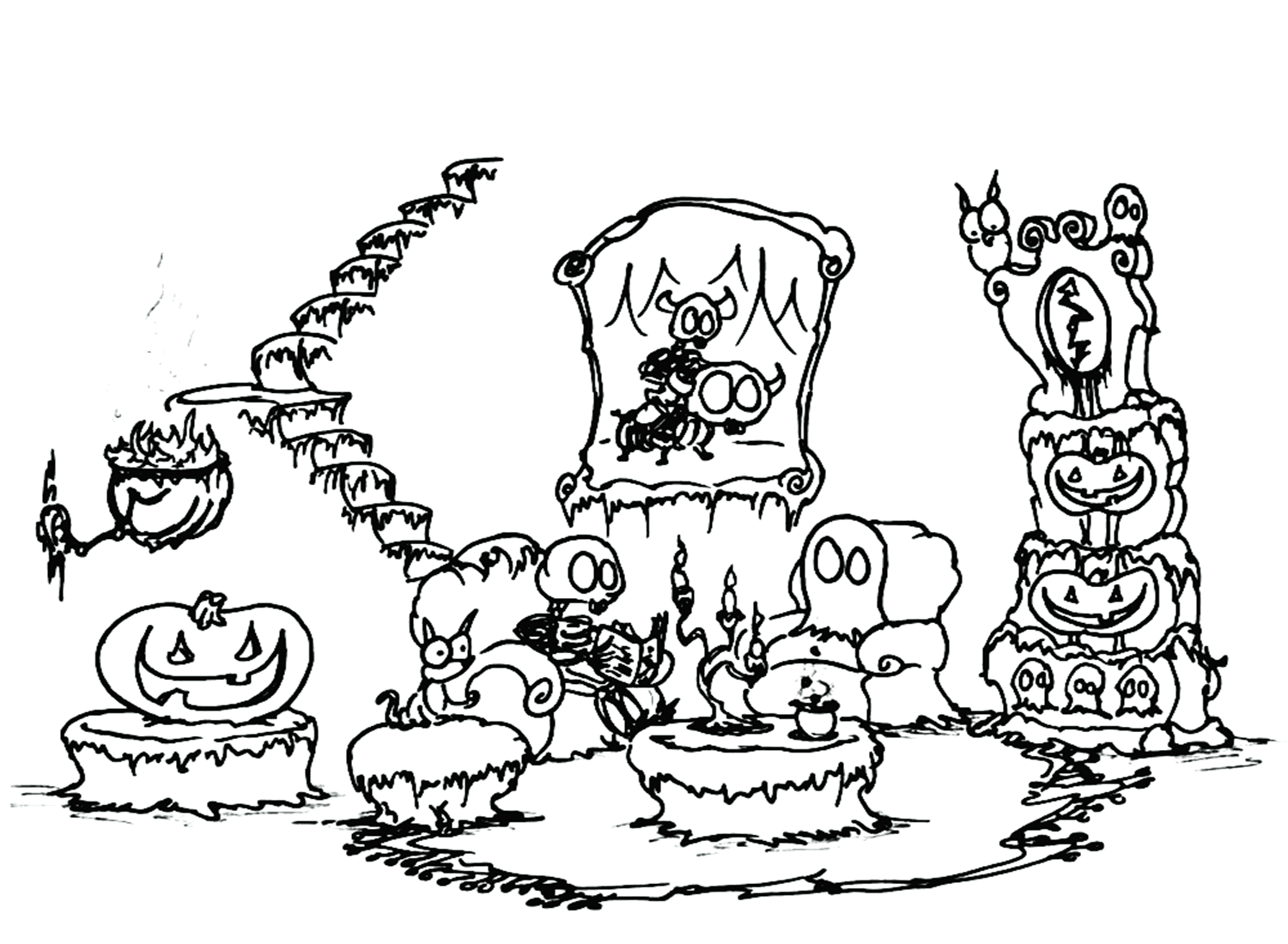 Ghost Reading Time In Haunted House Coloring Pages