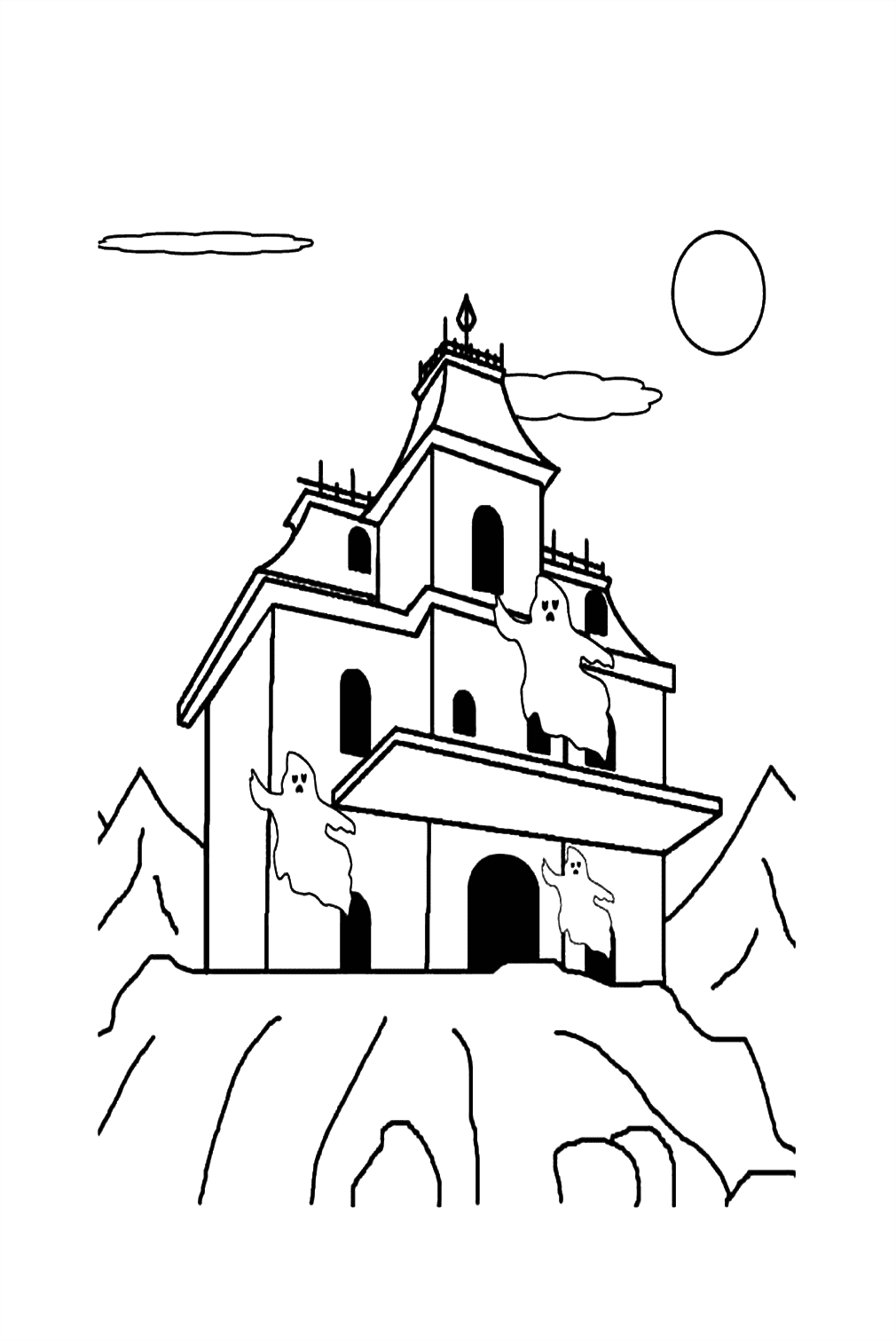 Ghosts Are Warning You In Haunted House Coloring Pages