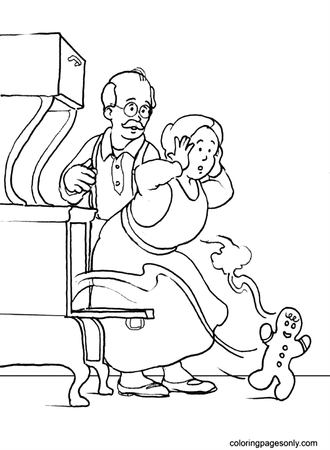 Gingerbread Man Escape From Oven Coloring Pages