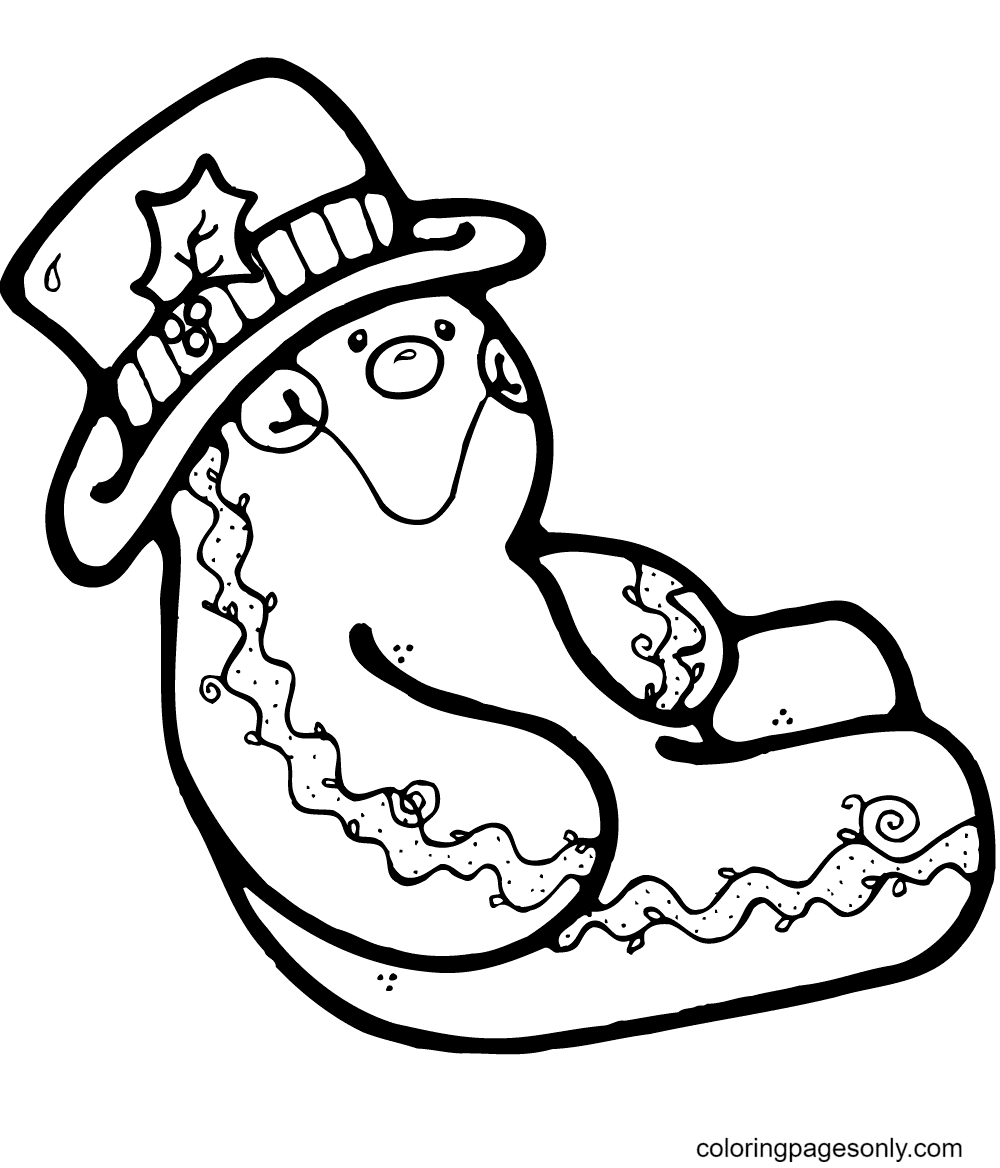 Gingerbread Man Wearing a Hat Coloring Page