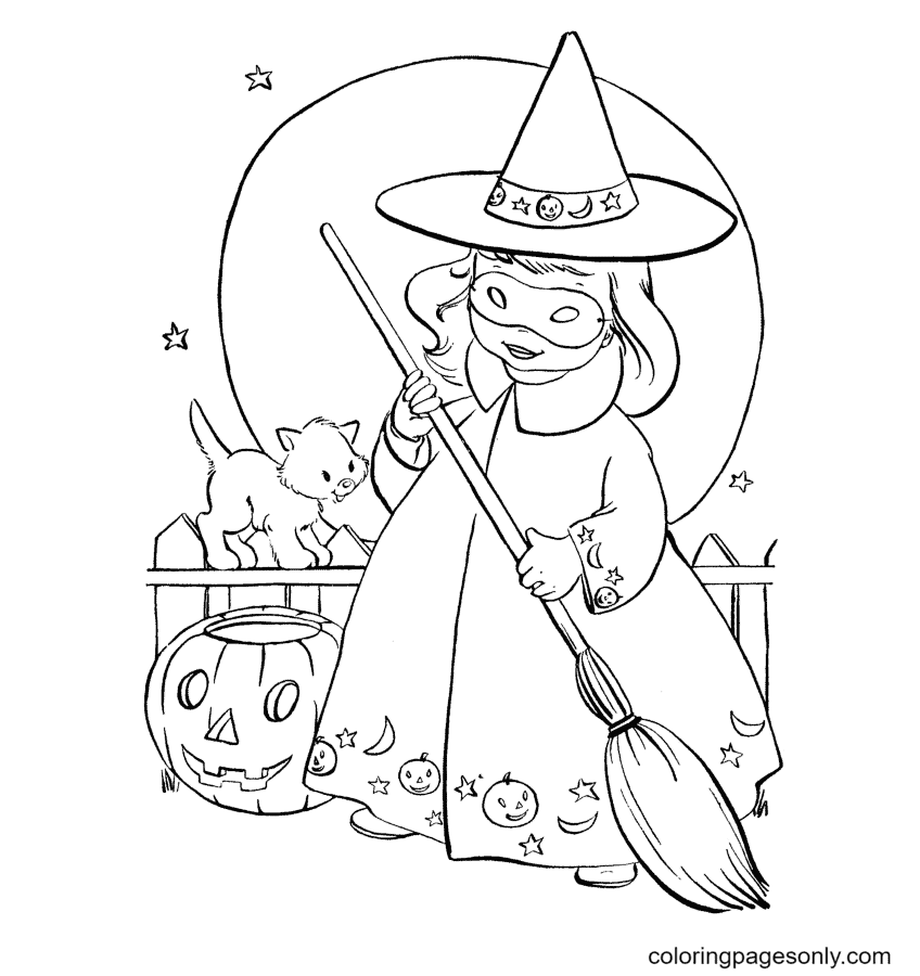 Garota vestida de bruxa de Halloween Witch