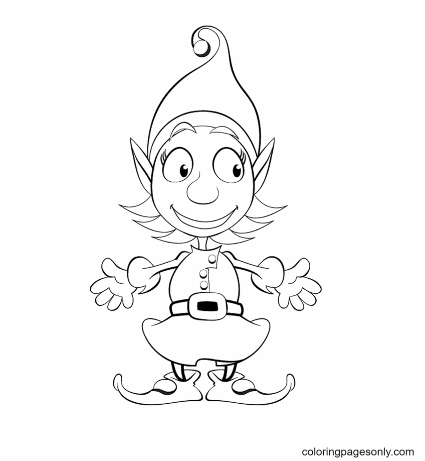 Girl Elf Coloring Page