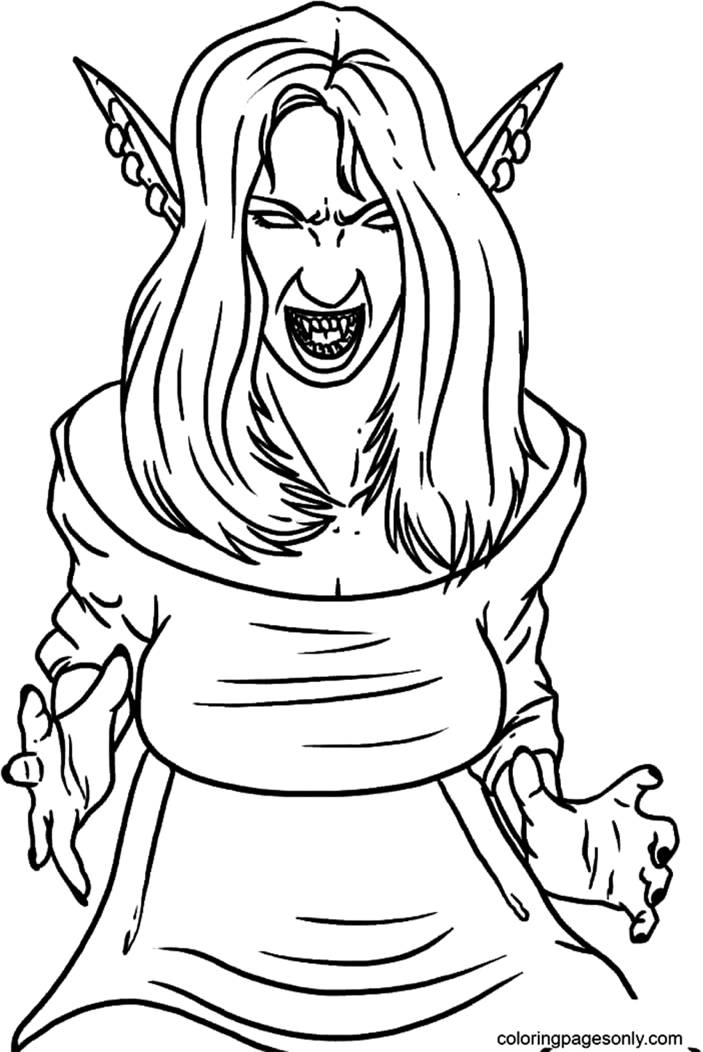 Girl Vampire Coloring Page