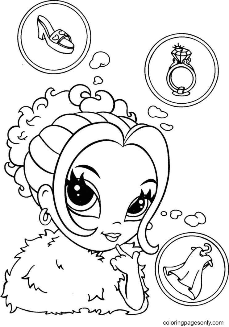 Girl dreaming about gifts Coloring Page