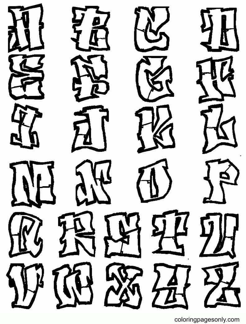 Graffiti Letters Coloring Page