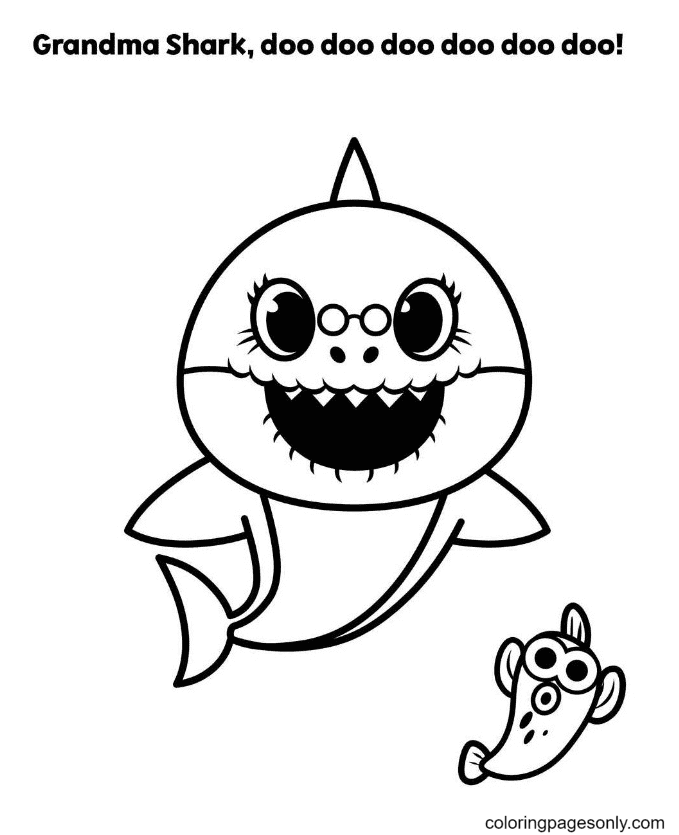 Grandma Shark Doo Doo Doo Coloring Page