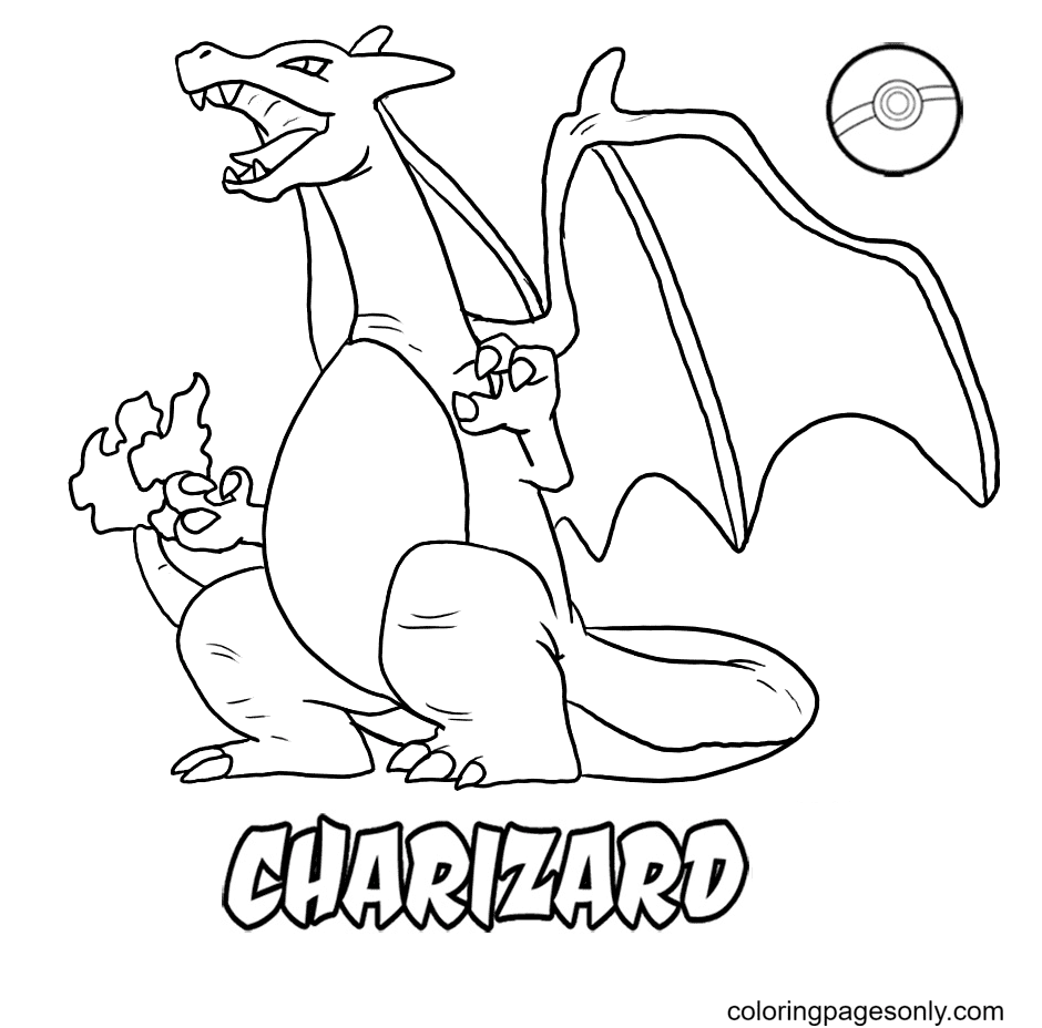 Great Charizard Pokemon Coloring Page