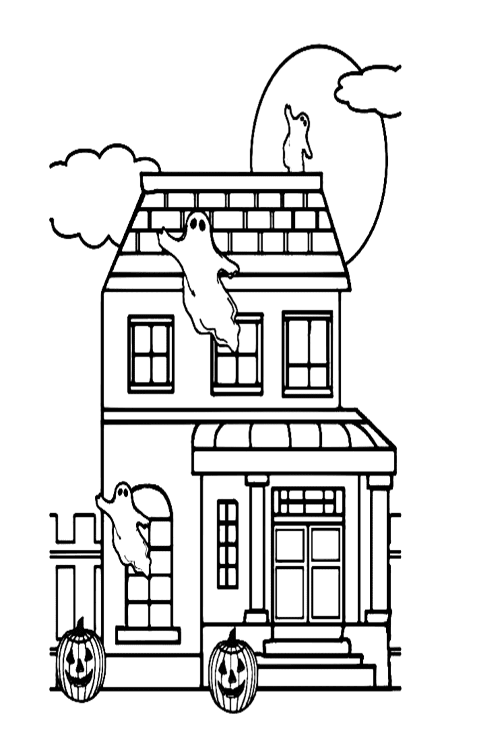Halloween And Haunted House Coloring Pages