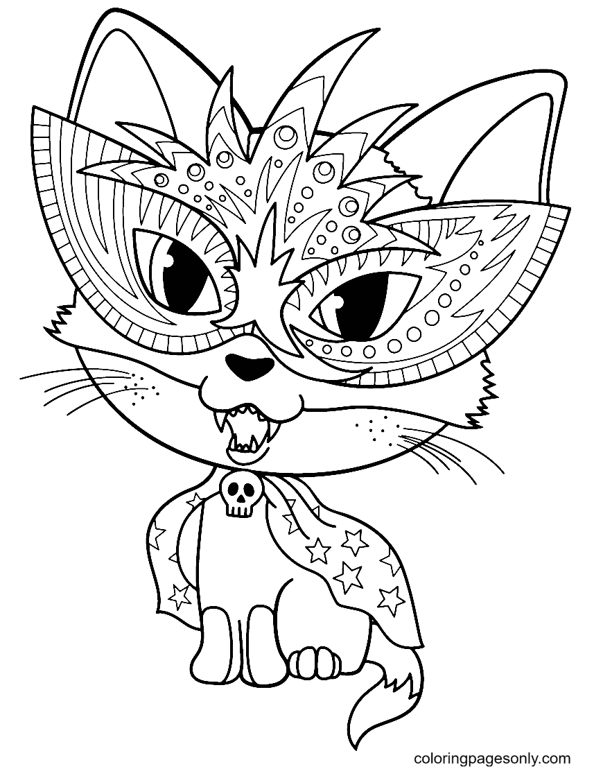 Halloween Cat Free Printable Coloring Pages